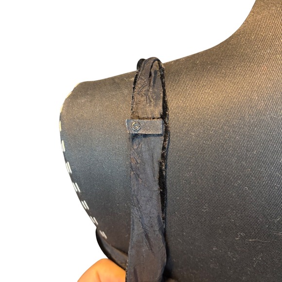 Vintage Dark Feminine Whimsigoth Tahari Black Velvet Midi Dress with Slit - Picture 7 of 8